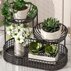 [1pc Luxury Fruit Basket] Luxury Metal Elegant Multi-Tier Fruit Basket, 1pc | Versatile Snack and Fruit Holder for Living Room & Coffee Table