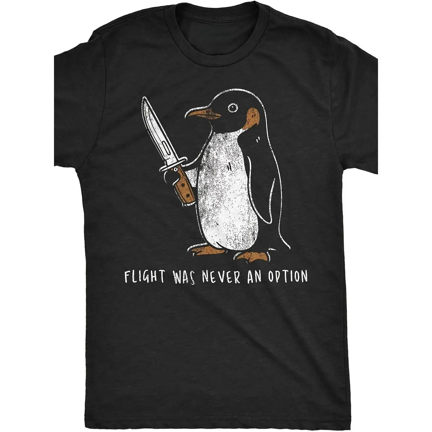 Mens Sarcastic Penguin Graphic Novelty Tee |     Flight was Never an Option, Relaxed Fit, Short Sleeve, Casual, Breathable, Soft, Summer Spring Fall Essential - Unique Gift Idea for Men, Humorous Tops for Birthday, Holiday, or Everyday Wear