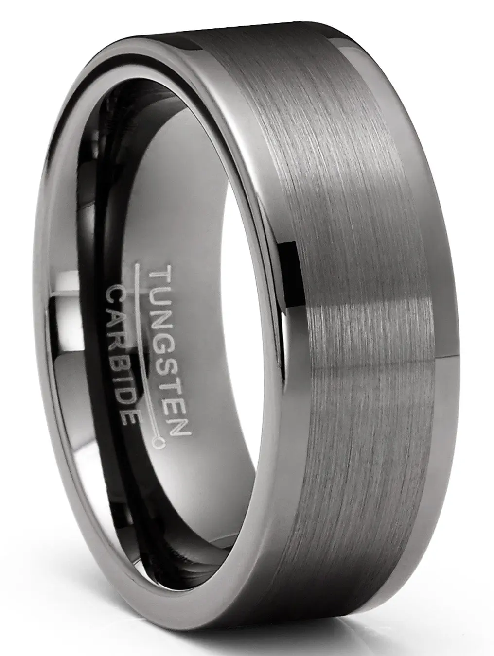 Mens Tungsten Carbide Ring Wedding Band Gunmetal Comfort-fit 8MM Mens Tungsten Carbide Ring Wedding Band Gunmetal Comfort-fit 8MM