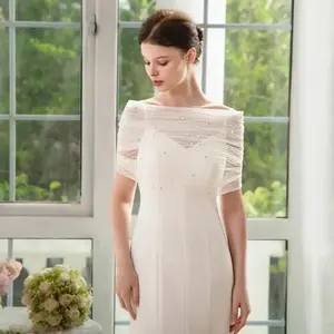 Bohemian Style Decorative Shoulder Bridal Shawl, Breathable Mesh Bridesmaid Cover-Up, Lightweight Elastic Wedding Accessories