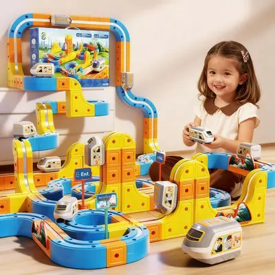 Set De Tren Eléctrico De 69 Piezas – Pistas 3D Con Motor Magnético De 360° Para Niños 3+