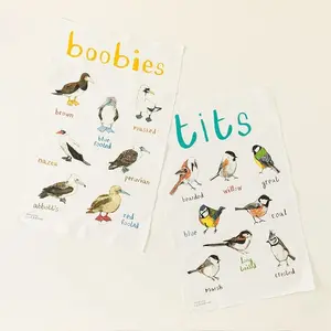 Uncommon Goods Fowl Language Tea Towel - Tits & Boobies