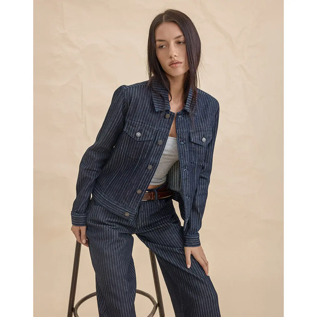 Classic Denim Jacket in Stripe Indigo