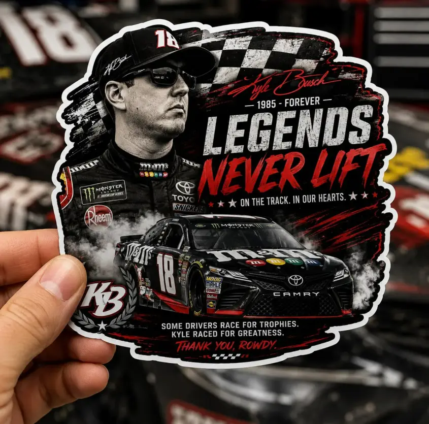 Kyle Busch Memorial Sticker, Forever Rowdy Magnet, NASCAR Legend Tribute Sticker, 18 Racing Car Graphic Sticker, Racing Sticker, RIP Rowdy Sticker, Racing Fan Gift Laptop Truck Decor