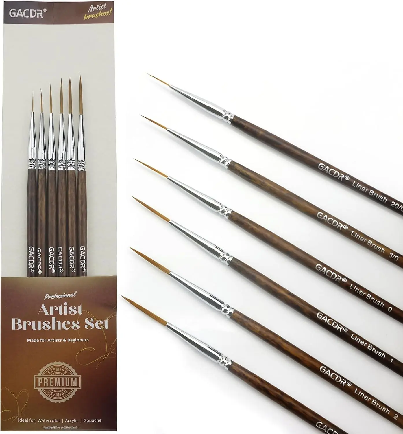 Rigger Brush Watercolor Set, 6 Long Liner Brushes for Acrylic Painting | Liner Brushes For Watercolor, Acrylic, Fine Detail, Script, Scroll, Pinstriping