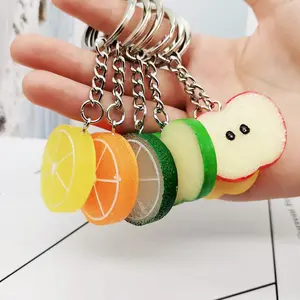 New Lemon Orange KeyChain Car Pendant Resin Accessories Gift  Simulation Fruit Keycahin Small Pendant Jewelry K2437