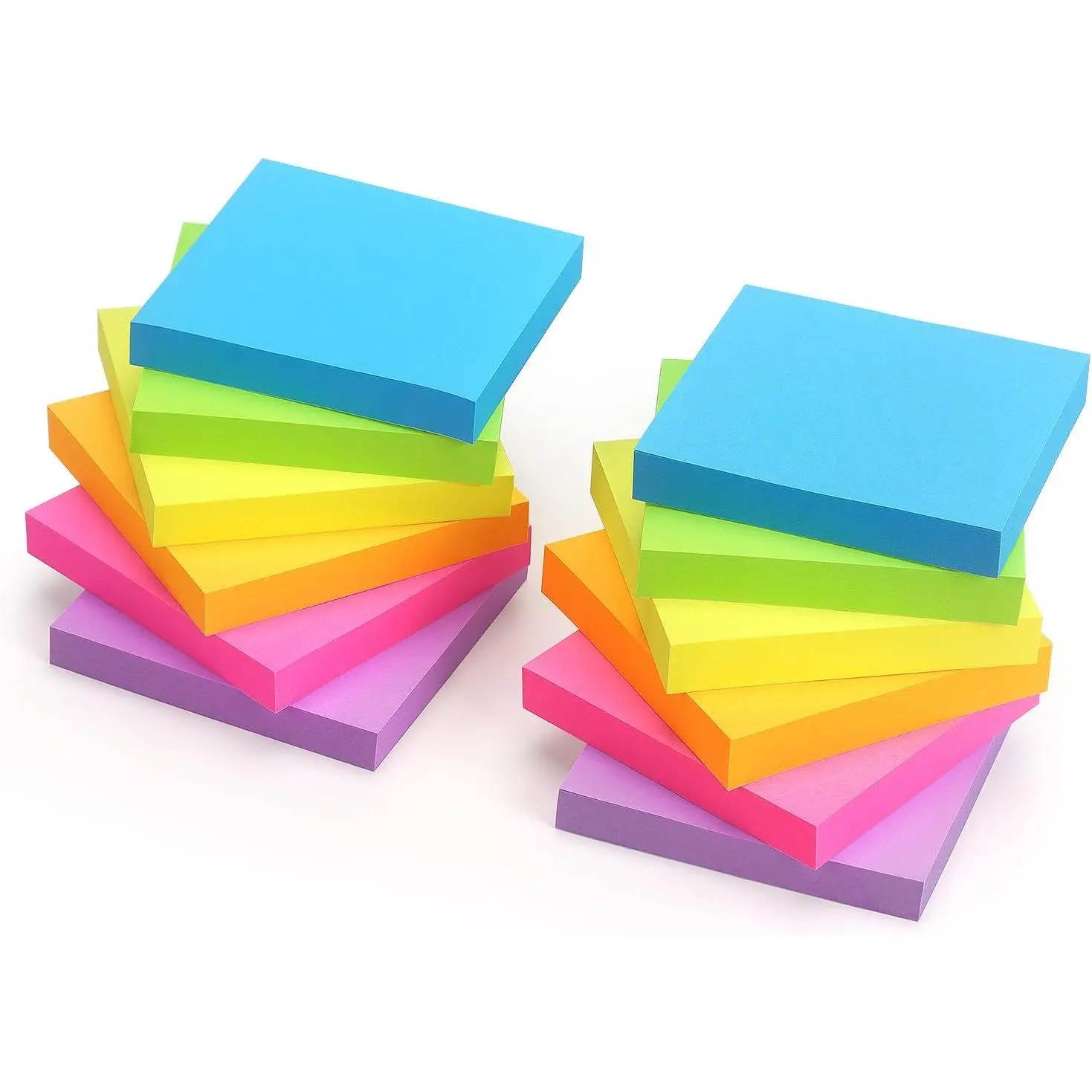 Sticky Notes 6 Bright Color 12 Pads Self-Stick Notes 3 in x 3 in, 100 Sheets/Pad