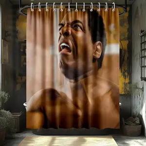 Black Men Shower Curtain,Pops Shower Curtain,60x 72 Inches, Funny Bathroom Decor, Easy to Clean Waterproof Polyester Fabric,Includes 12 Hooks