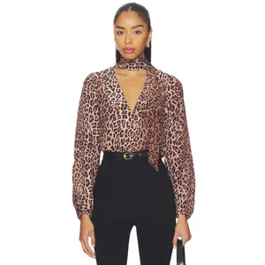 RIXO Moss Blouse Leopard in Leopard