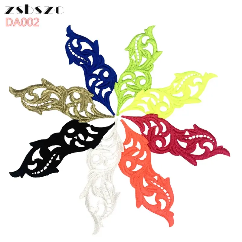 60x160mm Fluorescent Floral Trim Polyester Applique - DA002 Style Sewing Craft Lace, Customizable Patch for Tango Costumes