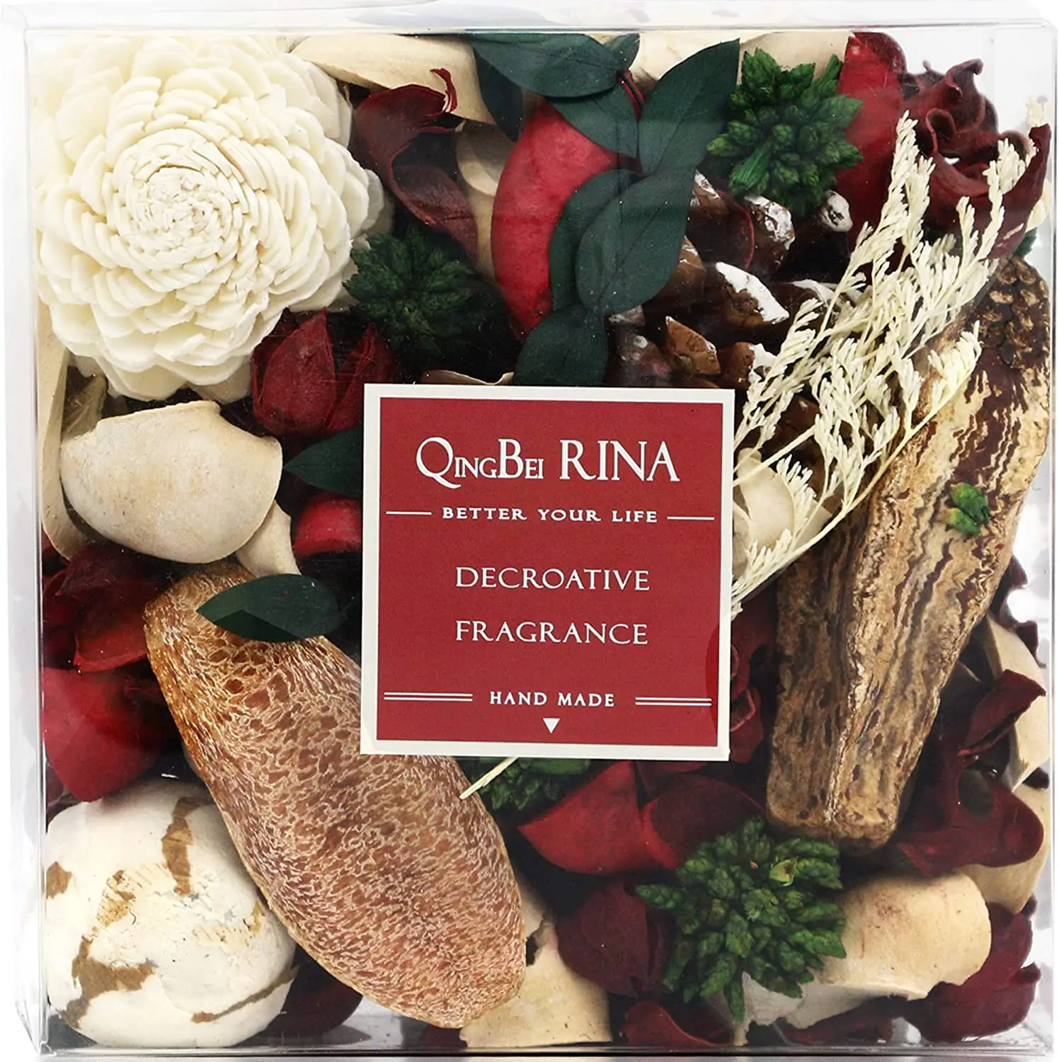 Christmas Potpourri,Cinnamon and Apple Scented Holiday Potpourri Bowl Filler.Dried Flowers. Homeragrance Sachet of Petal, Vase Filler Winter Decor.Bulk14 oz(Red)
