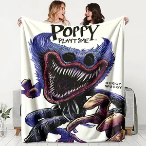 Bobo Game Time Huggy Wuggy Art Style Flannel Throw Blanket, Lightweight All-Season Use, Perfect Gift for Friends and Family, Sofa Bed Camping Travel