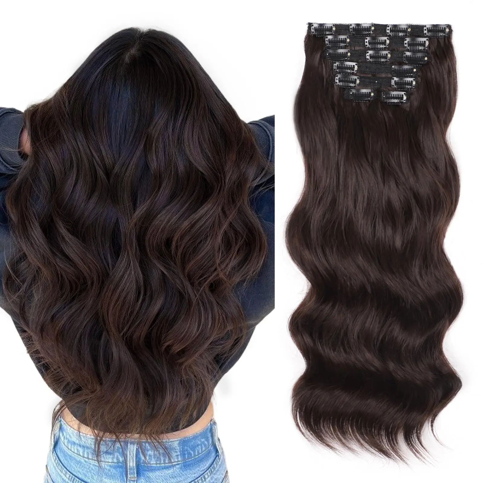 Vigorous Hair Extensions 4PCS & 6PCS & 7PCS  Clip in Hair Extensions Soft and Natural Synthetic Hair Pieces for Thinning Hair Women