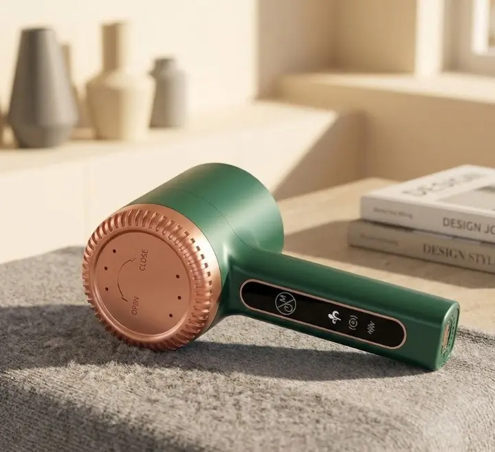 Professional Electric Fabric Shaver & Lint Remover for Clothes & Couch - Emerald Green Edition, 10000RPM High Power Sweater Shaver with 2 Extra Blades, 1200mAh Rechargeable