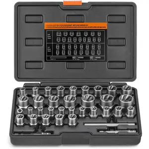 Easy Out Bolt Extractor Kit, 35 count Nut Extractor Socket Set, 1/4" and 3/8" Drive Remover Tool for Damaged, Broken, Rusted, Rounded-Off , Nuts, Screws