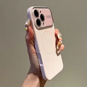 Magnetic large window liquid silicone compatible with MagSafe skin sensation 17 series phone case, Casing, Protective, Shockproof, suitable for iPhone17 16 15 14 Pro Max Plus lens protection supports wireless charging solid color simple design