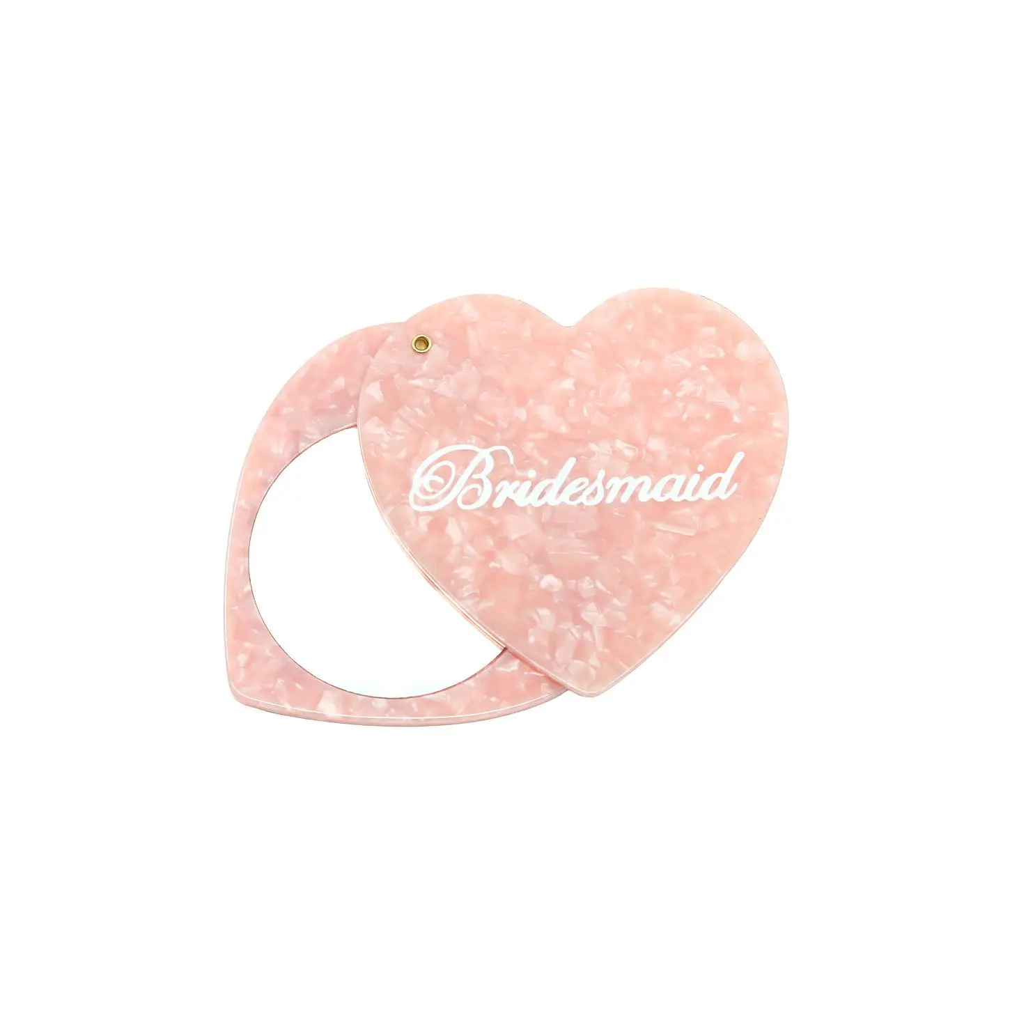 Solar Eclipse Hand-Painted Bridesmaid Compact Mirror in Pink