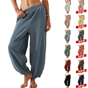 UANEO Women's Baggy Wideleg Pants Casual Elastic Waisted Palazzo Harem Pants with Pockets UANEO Women's Baggy Wideleg Pants Casual Elastic Waisted Palazzo Harem Pants with Pockets