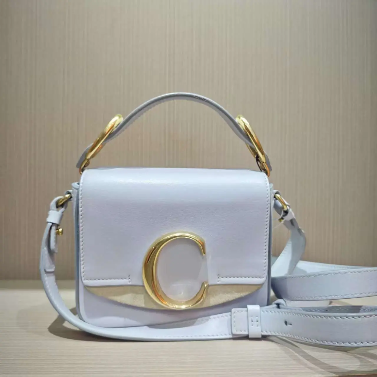 Pre-owned Chloé Mini Light Blue Cowhide Handbag, Gold Hardware MSSJ