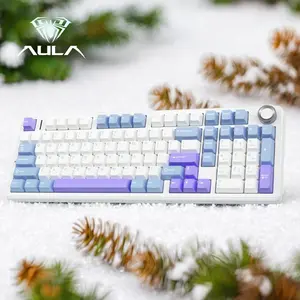 AULA F99 Pro Full-Size Wireless Mechanical Keyboard with Rotary Knob, Tri-Mode Connectivity (BT5.0/USB-C/2.4GHz), Hot Swappable, Pre-Lubed Switches, Gasket Structure & RGB Backlighting
