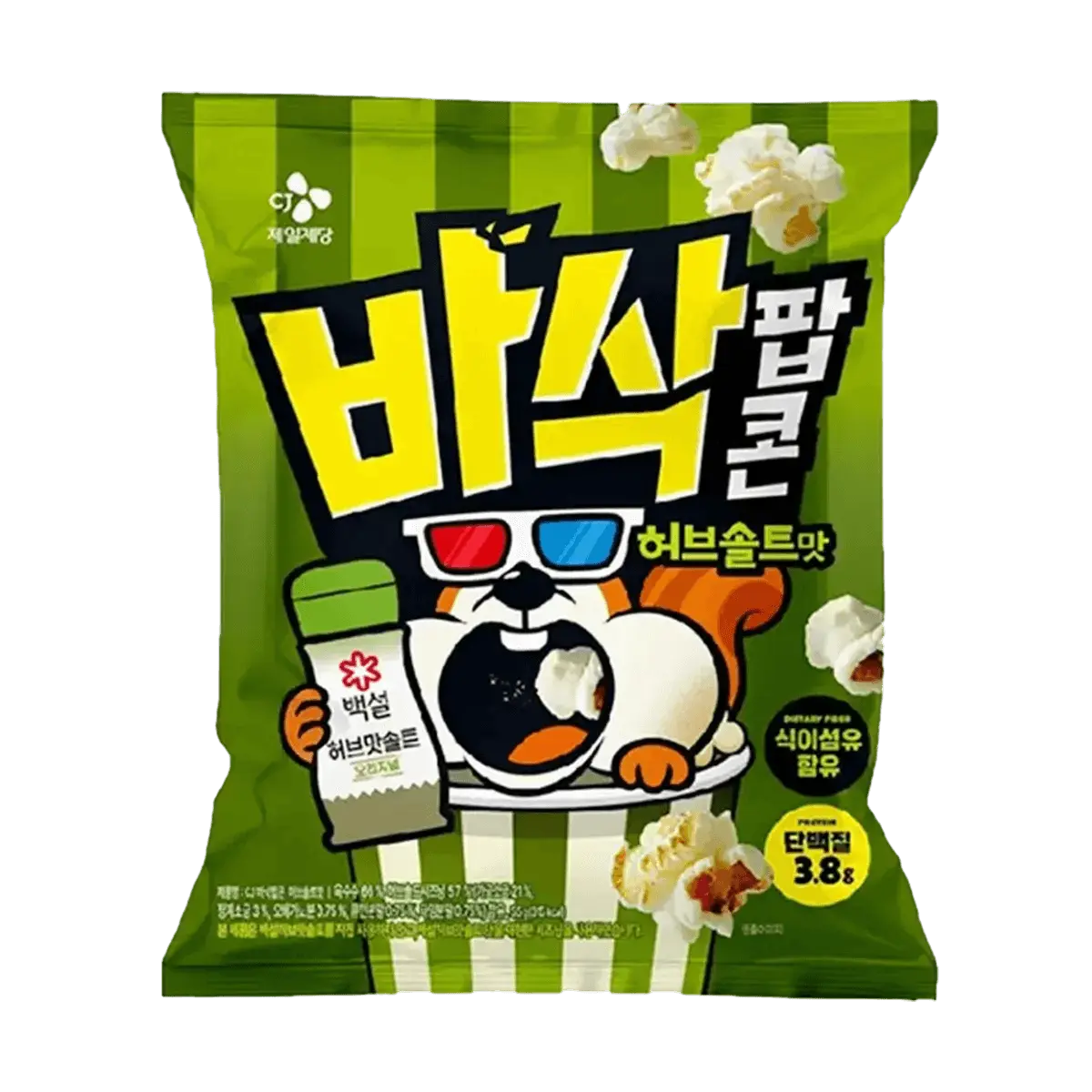 CHEILJEDANG Korean Crispy Popcorn - Vanilla Salt Flavor, 55g | High Protein & Fiber Snack