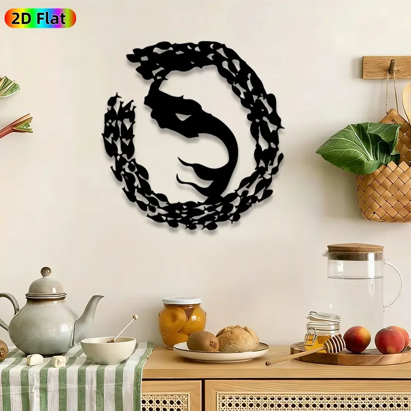 1pc Serpent Wreath Metal Wall Art, Coiled Snake Wreath wall Scupltures Mural, Intricate Craftsmanship, Artistic Metalwork, Perfect for Halloween, Gothic Decor, Perfect for Living Room Studio Gothic Venue Decor, Ideal Gift for Dark Aesthetic Enthusiasts.