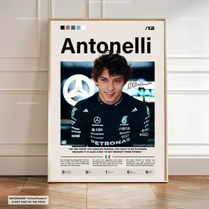[Racing Decor - Sale Up To 40%] [Unframe] Kimi Antonelli Mercedes Racing Poster, Mercedes Racing Wall Art, Professional Motorsport Portrait, Grand Prix Sports Decor, Car Racing Illustration Artwork