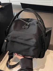 Simple contrast color handbag messenger bag, fashionable and exquisite all-match mini multi-purpose bag, niche design splicing handbag messenger bag, double compartment zipper design, Handbag Sling Bag, suitable for daily commuting and shopping