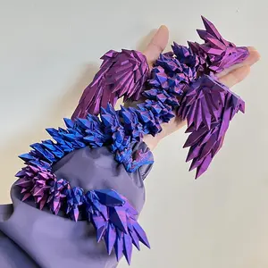 17.7 Inches 3D Printed Crystal Flying Dragon with Egg Desktop Ornament with Movable Wing Joints Dragon Figurine Toy Multiple Colors