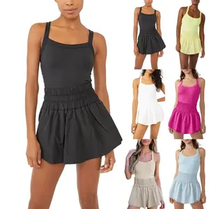 Women's tennis skirt under solid color sleeveless sports training golf skirtRAIMENTRY