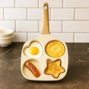 Non-Stick 4-Hole Star Egg Pan – Granite-Style Pancake Skillet with Wooden Handle | Small Frying Pan for Eggs, Omelets, Toast, Pancakes, Crepes, Sandwiches | Easy-Clean, Multifunctional Kitchen Gadget & Birthday Gift cheap christmas gifts