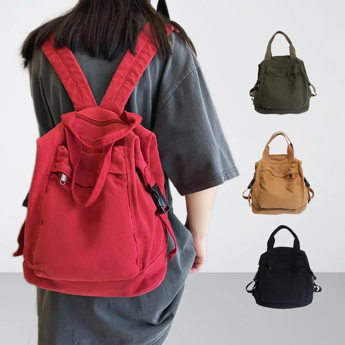 Unisex Japanese Preppy Solid Color Vintage Backpack - Organized Storage, Bookbag, Travel Bag, Versatile Daypack for School Use
