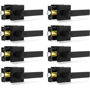 Privacy Door Levers, 8 Pack Matte Black Heavy Duty Door Handles, Interior Keyless Locksets for Bed and Bath Doors, Reversible for Left Right Handed Doors