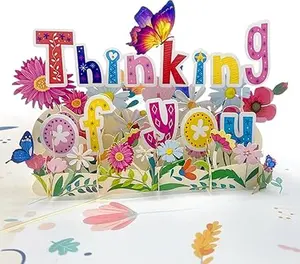 Colorful Thinking Of You Card, 3D Pop Up Card for Condolences, Birthday, Get Well for Boss, Friend, Mom, Grandma, Daughter, Co-Worker, Sympathy card with Envelope