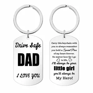 [Father’s Day Gift] Drive Safe Dad I Love You Keychain, Stainless Steel Key Ring for Father’s Day, Birthday, Christmas, Gift from Daughter or Son