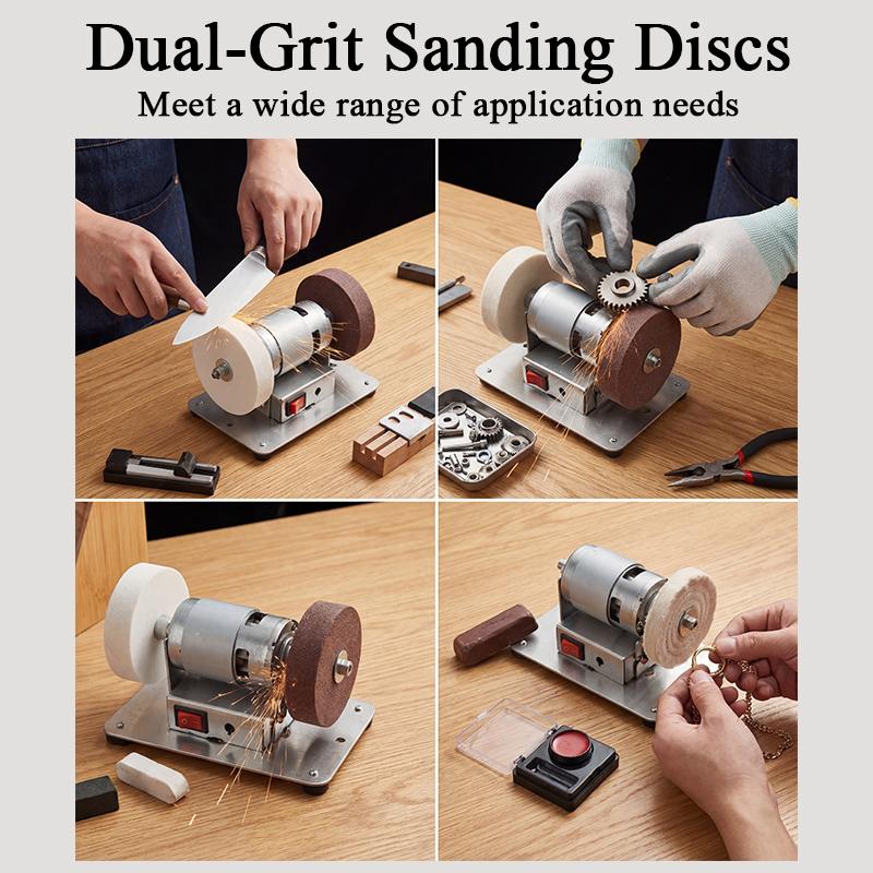 100w Mini Bench Grinder, Electric Benchtop Sander, Electric Multi-Purpose Grinding Machine, Polishing Grinding Machine Small Grinder for Woodworking Knife Making(6.3 * 3.9 * 3.9in)