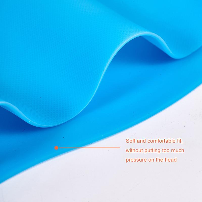 Silicone Adjustable Swim Cap with Ear Protection, Waterproof Swimming Hat for Long Hair Women & Men, Non-Chafing Bathing Cap for Water Sports
