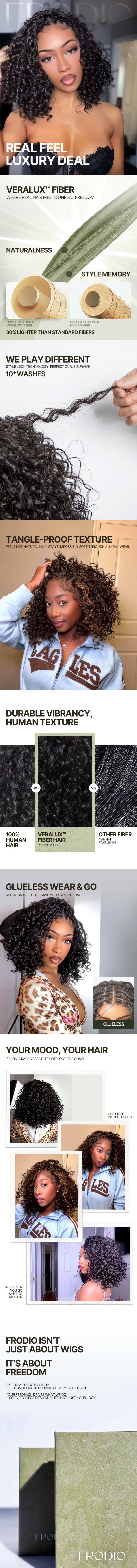 Frodio Veralux™ 13x6 HD Lace Wig Glueless Wear & Go 12” Boho Braids Water Wave Pre-Cut Lace Wig – Premium Fiber, Beginner Friendly