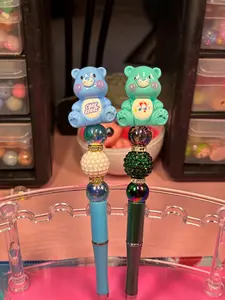 Care Bear Character Beaded Pens | Handmade Collectible Novelty Pen with Black Ink Refill | Cute Gift for Girls