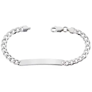 Sterling Silver Curb Link Bracelet, Sterling Silver 6mm Engravable, Made in Italy