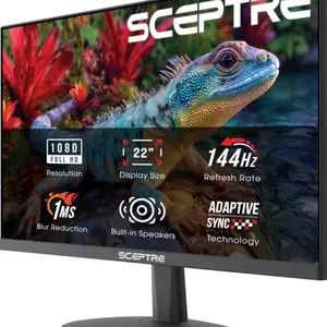 Sceptre New 22-Inch Gaming Monitor, FHD 1080p, Up to 144Hz, HDMI, DisplayPort, Built-in Speakers, Machine Black (E225W-FW144 Series, 2026)