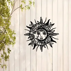 1-Piece Sun & Moon with Faces Minimalist Metal Wall Art | Modern Home Decor for Bedroom, Living Room & Bathroom | Waterproof, Rustproof & Durable | Ideal Birthday Gift.Wall Sculptures Modern Home Decoration