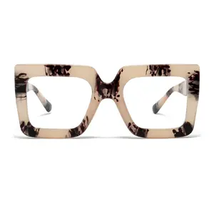 Simple Design Eyeglass Frames in Champagne Tortoise Lightweight Unisex Glasses with Premium Clear Lenses for Blue Light Protection