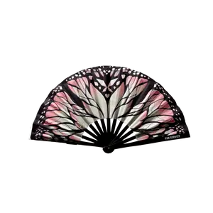 Shimmer Wings LED Hand Fan w/ Pink LED Lights Music Festival Rave Dance Flow Toy