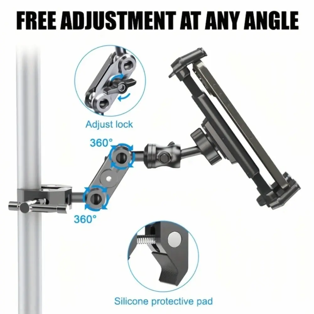 Universal Heavy Duty Clamp Phone Holder |   360 °   Ball Head Alloy Magic Arm Stand for Tablet, Flexible Adjustment, Durable for Desktop Office, Home Travel, Live Streaming & Shooting