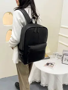 Men's PU Leather Backpack Waterproof USB Charging Port Large Capacity Fits 15.6" Laptop Ideal for Travel & Work