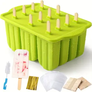 Silicone Ice Cream Mold with Lid Easy Release Reusable DIY Ice Pop Maker for Homemade Frozen Desserts Food Grade BPA Free Mould for Popsicles Ice Lolly and Sorbet