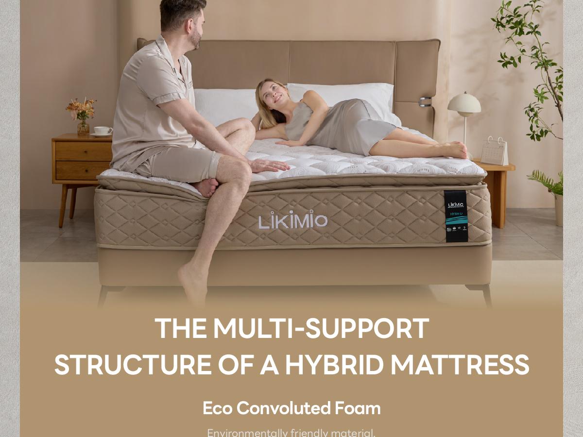 LIKIMIO 12/14 Inch Queen Size Mattress, 2-in-1 Hybrid Mattress w/Memory Foam & Pocket Springs in A Box, Oeko-TEX & CertiPUR-US Certified, Made in USA