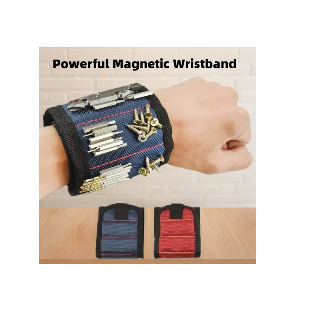 Magnetic Wristband with Velcro Backing, Versatile Hardware Tools, Screwdriver and Screws Included, Adhesive Storage Magnetic Bracelet