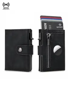 Rfid Carbon Fiber Airtag Men Wallets Luxury Black Credit Card Holder Wallets for Air Tag Tracker Gifts for Men Custom Wallet, Valentine's Gift